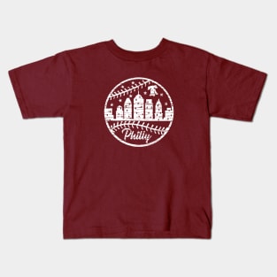 Philly Liberty Bell Skyline Baseball Laces Philadelphia PA Kids T-Shirt